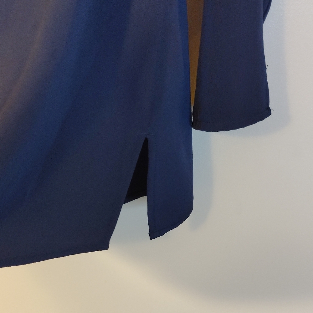 Chico's Blue 3/4 Sleeve Mandarin Collar Blouse - Picture 4 of 8
